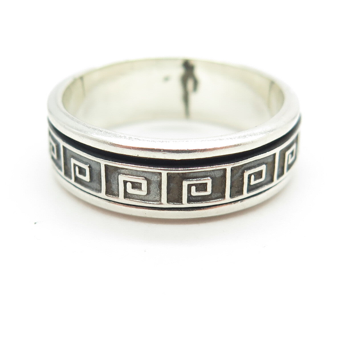 925 Sterling Silver Vintage Greek Maze Band Ring Size 11.75