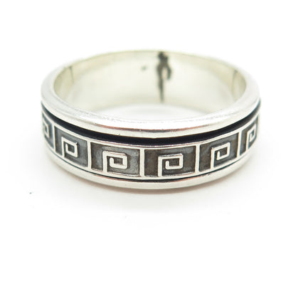 925 Sterling Silver Vintage Greek Maze Band Ring Size 11.75