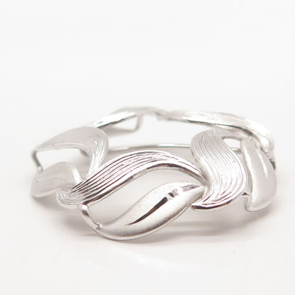 925 Sterling Silver Vintage Beau Leaf Round Pin Brooch