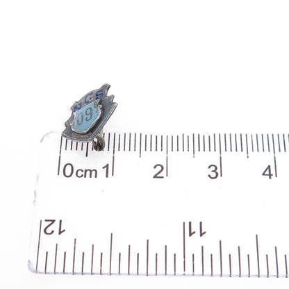 BASTIAN BROTHERS 925 Sterling Silver Antique 1909 Enamel NCS College Pin Brooch
