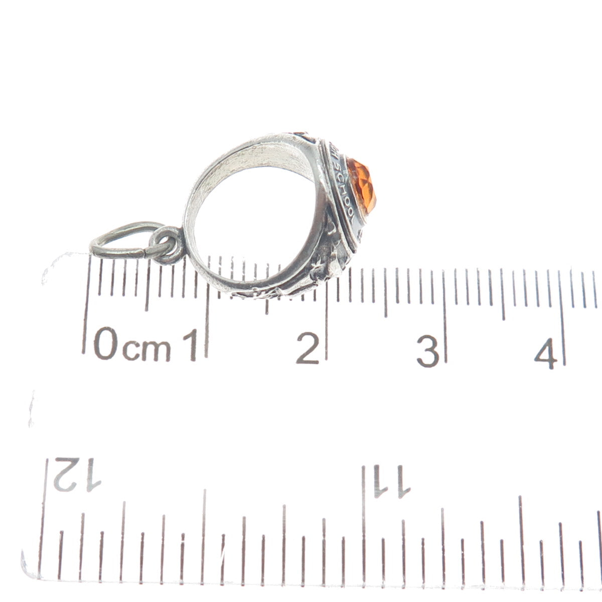 BEAU 925 Sterling Vintage Rhinestone Highland Springs HS Ring Mini Charm Pendant