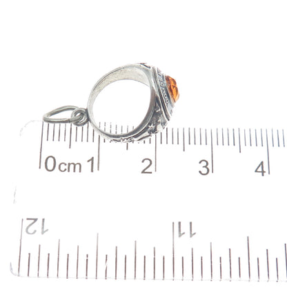 BEAU 925 Sterling Vintage Rhinestone Highland Springs HS Ring Mini Charm Pendant