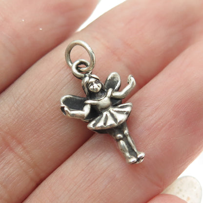 SUN WEST 925 Sterling Silver Vintage Tinker Bell Fairy 3D Pendant