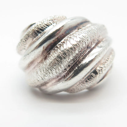925 Sterling Silver Vintage Dotted Ribbed Wide Ring Size 7
