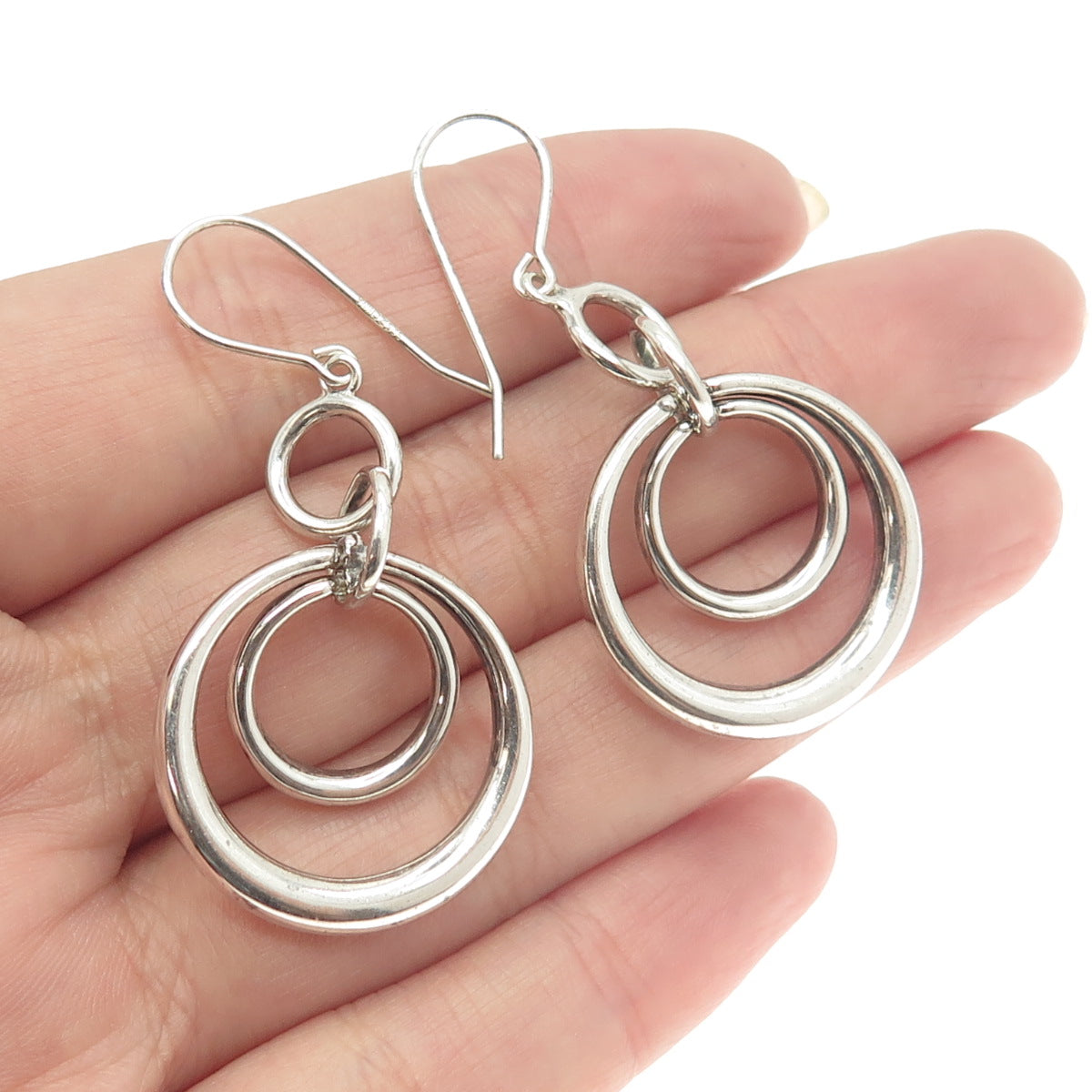 ROSS SIMONS 925 Sterling Silver Circle Dangling Earrings