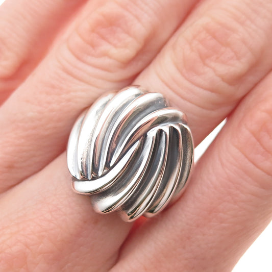 Morning Sun 925 Sterling Silver Vintage Modernist Oxidized Ring Size 7