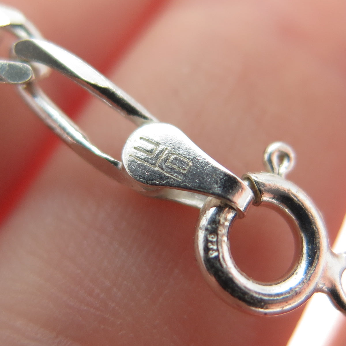 925 Sterling Silver Vintage Italy Figaro Link Bracelet 8"