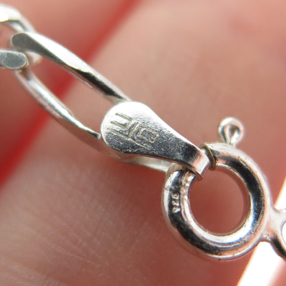 925 Sterling Silver Vintage Italy Figaro Link Bracelet 8"