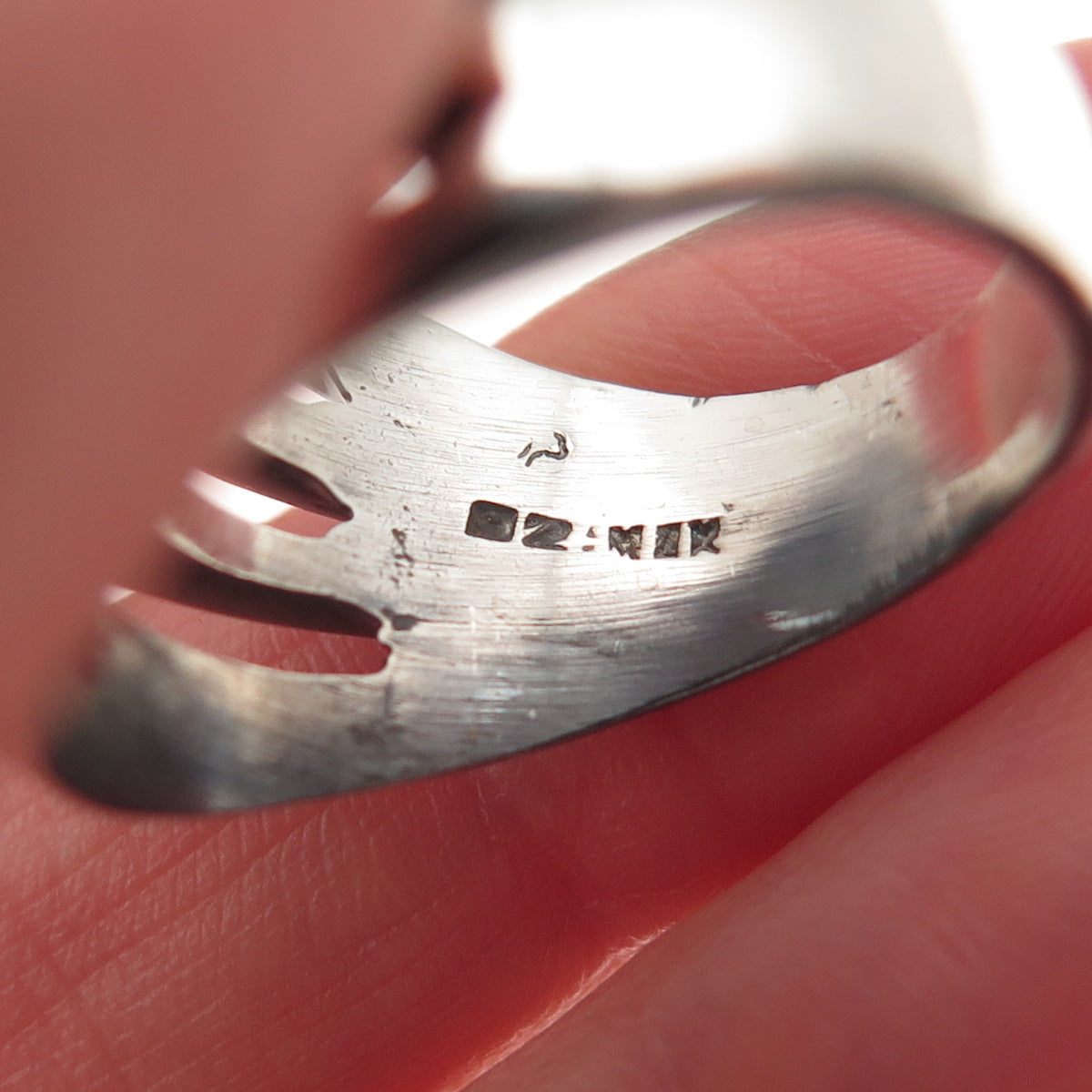 925 Sterling Silver Vintage Mexico Modernist 4-Row Oxidized Ring Size 8.75