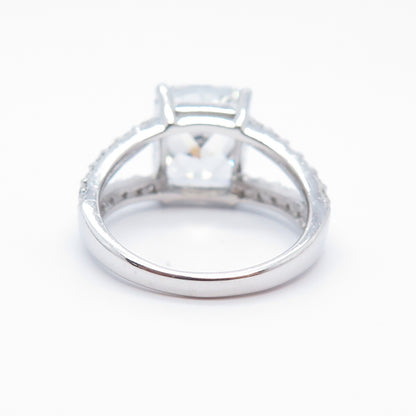 925 Sterling Silver Emerald-Cut C Z Ring Size 6.5