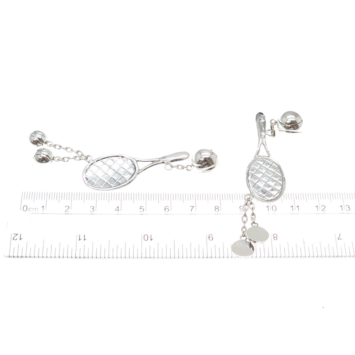 925 Sterling Silver Vintage Tennis Rackets Dangle Earrings