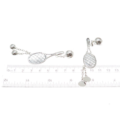 925 Sterling Silver Vintage Tennis Rackets Dangle Earrings