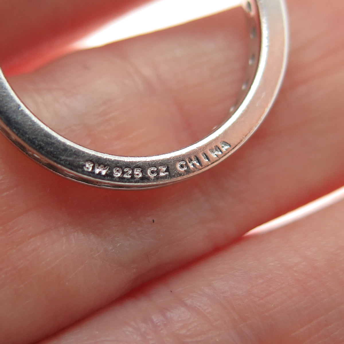 925 Sterling Silver Round-Cut C Z All Around Eternity Band Ring Size 6.25