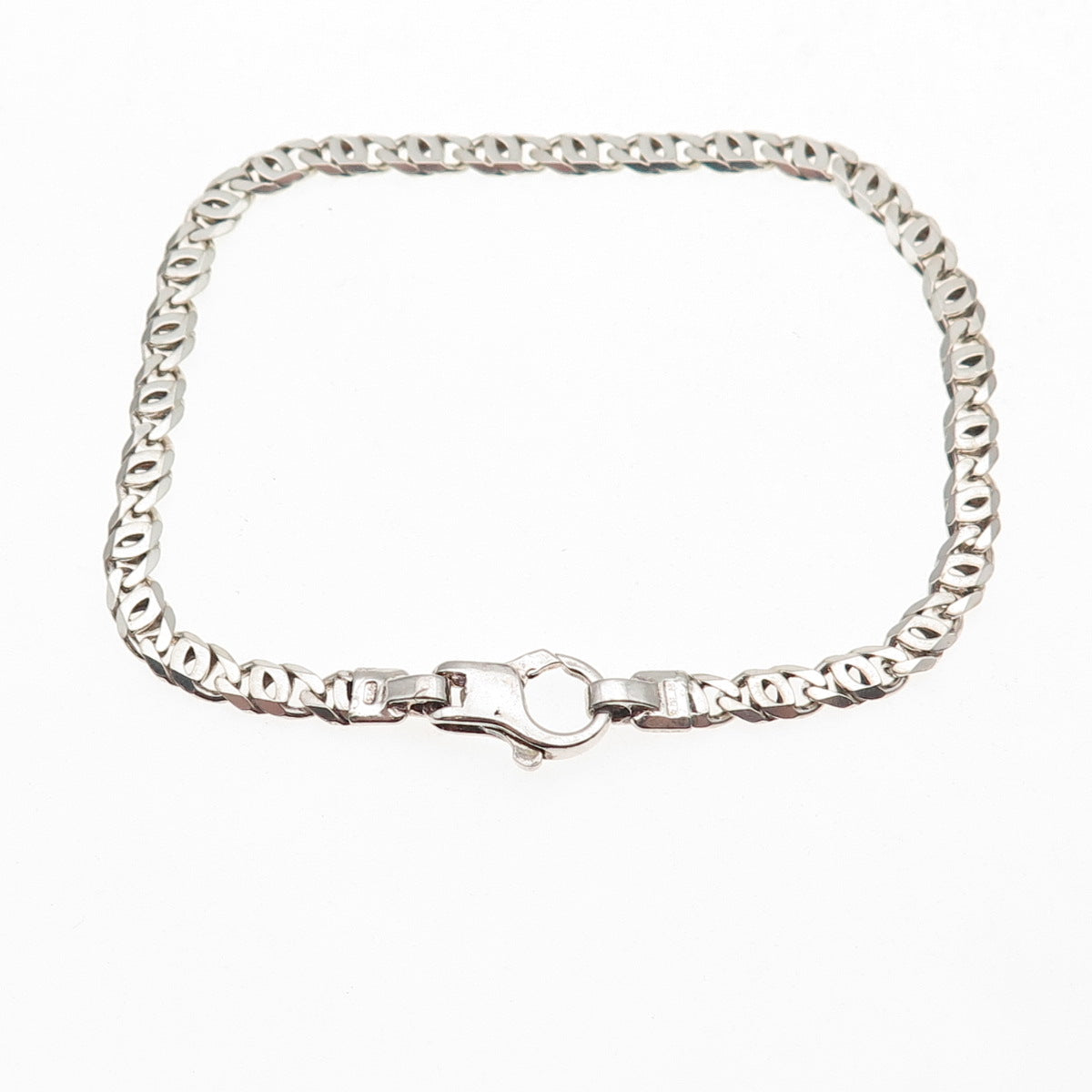 925 Sterling Silver Vintage Italy Anchor Mariner Link Bracelet 7.5"