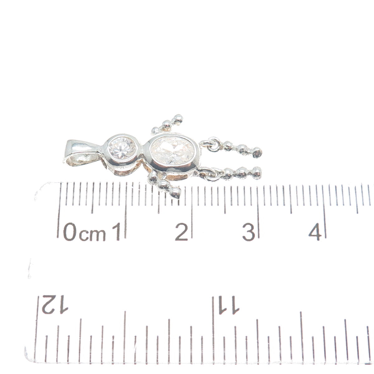 925 Sterling Silver Round & Oval-Cut Shaped C Z Articulated Man Pendant