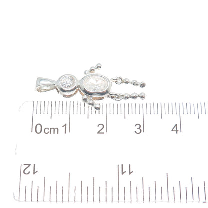 925 Sterling Silver Round & Oval-Cut Shaped C Z Articulated Man Pendant