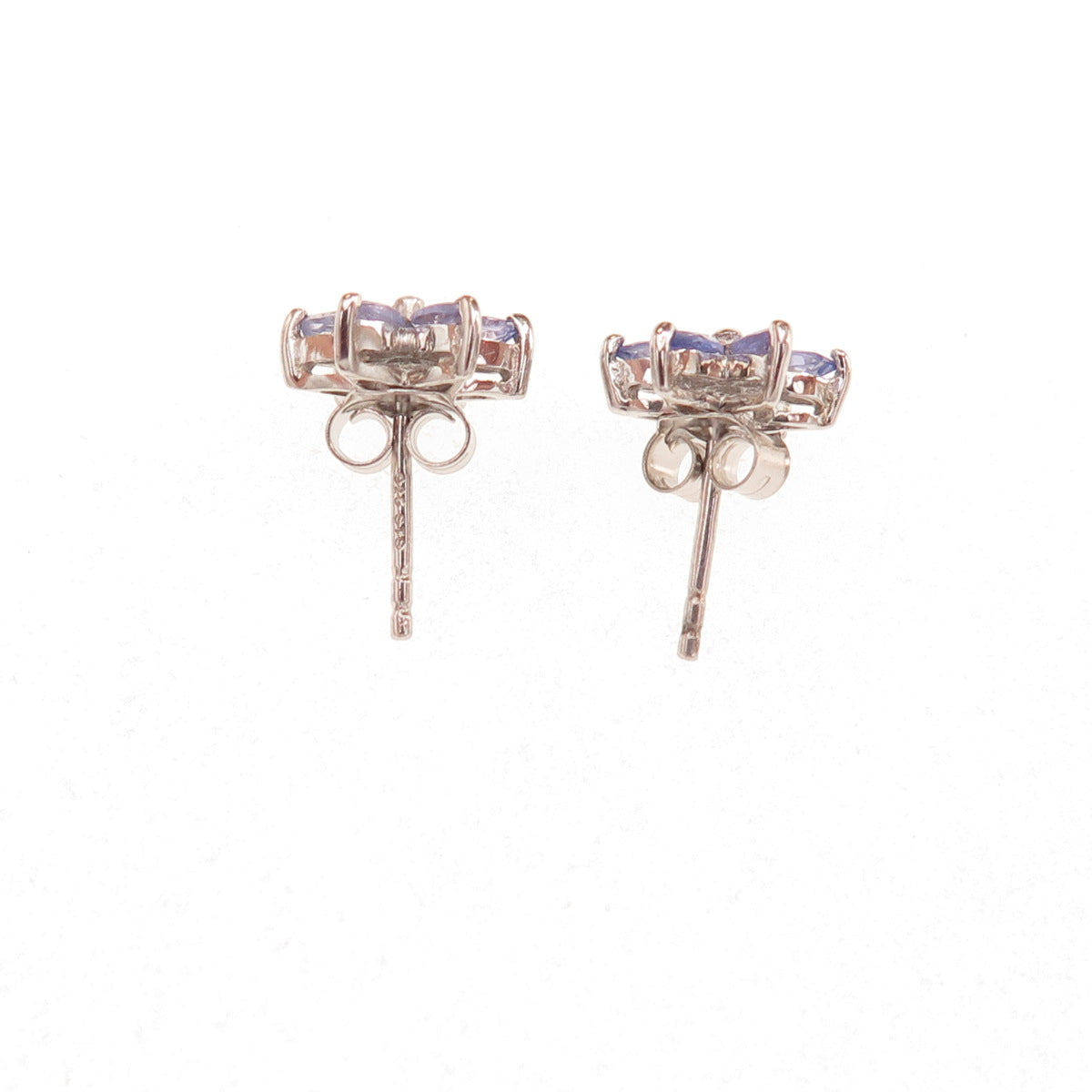 Chuck Clemency 925 Sterling Silver Real Marquise-Cut Tanzanite Stud Earrings