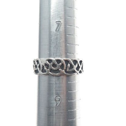 925 Sterling Silver Vintage Celtic Knot Band Oxidized Ring Size 8.25
