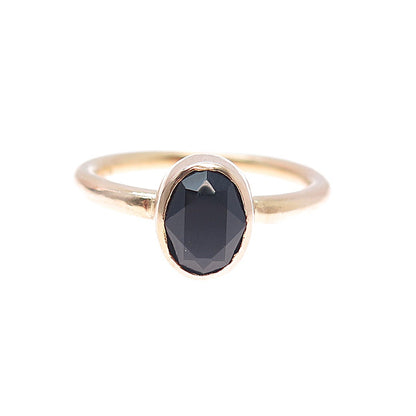 SAI 925 Sterling Silver Rose Gold Plated Vintage Real Black Spinel Ring Size 8
