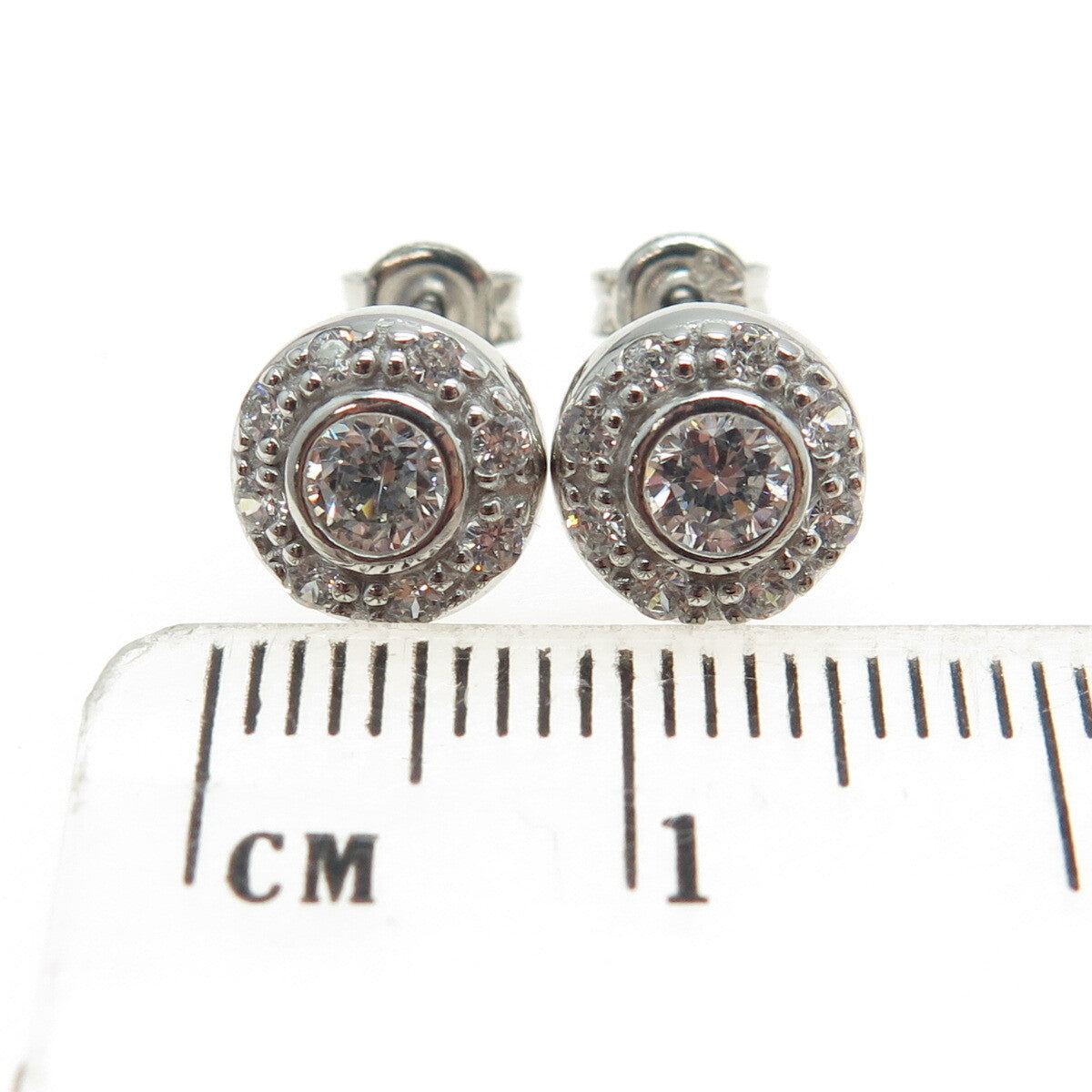 925 Sterling Silver Round-Cut C Z Sparkle Stud Earrings