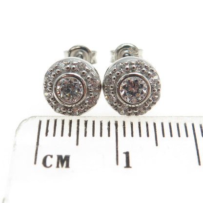 925 Sterling Silver Round-Cut C Z Sparkle Stud Earrings