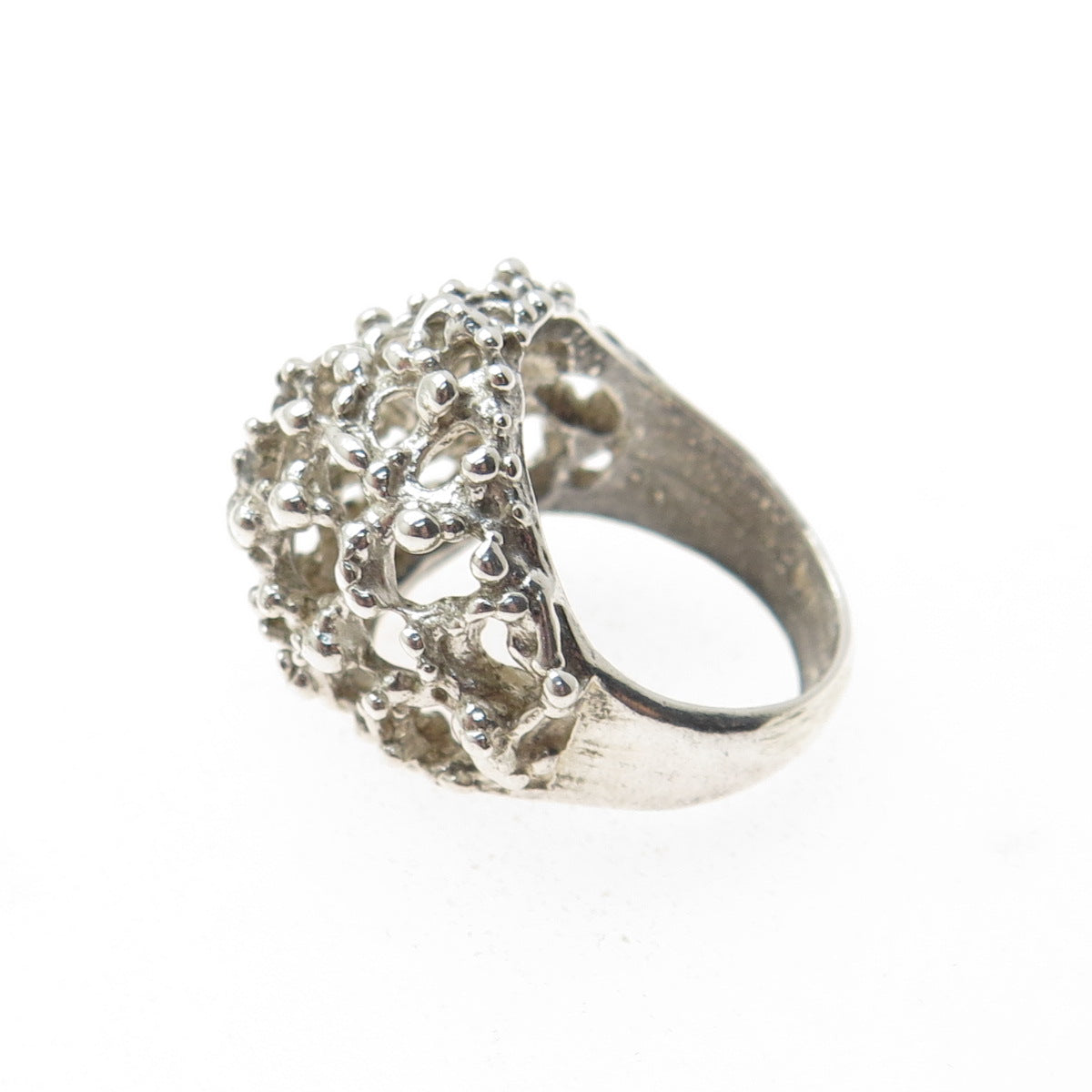 925 Sterling Silver Vintage Modernist Nugget Oxidized Dome Ring Size 5.5