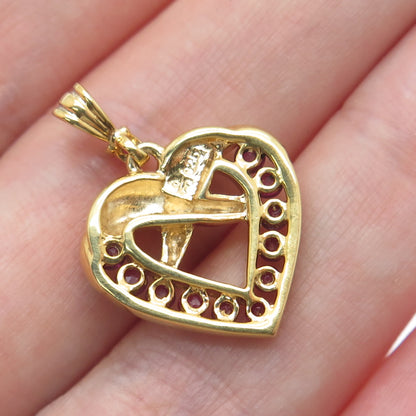 DANBURY MINT 925 Sterling Silver Gold Plated Real Ruby Heart Minimalist Pendant