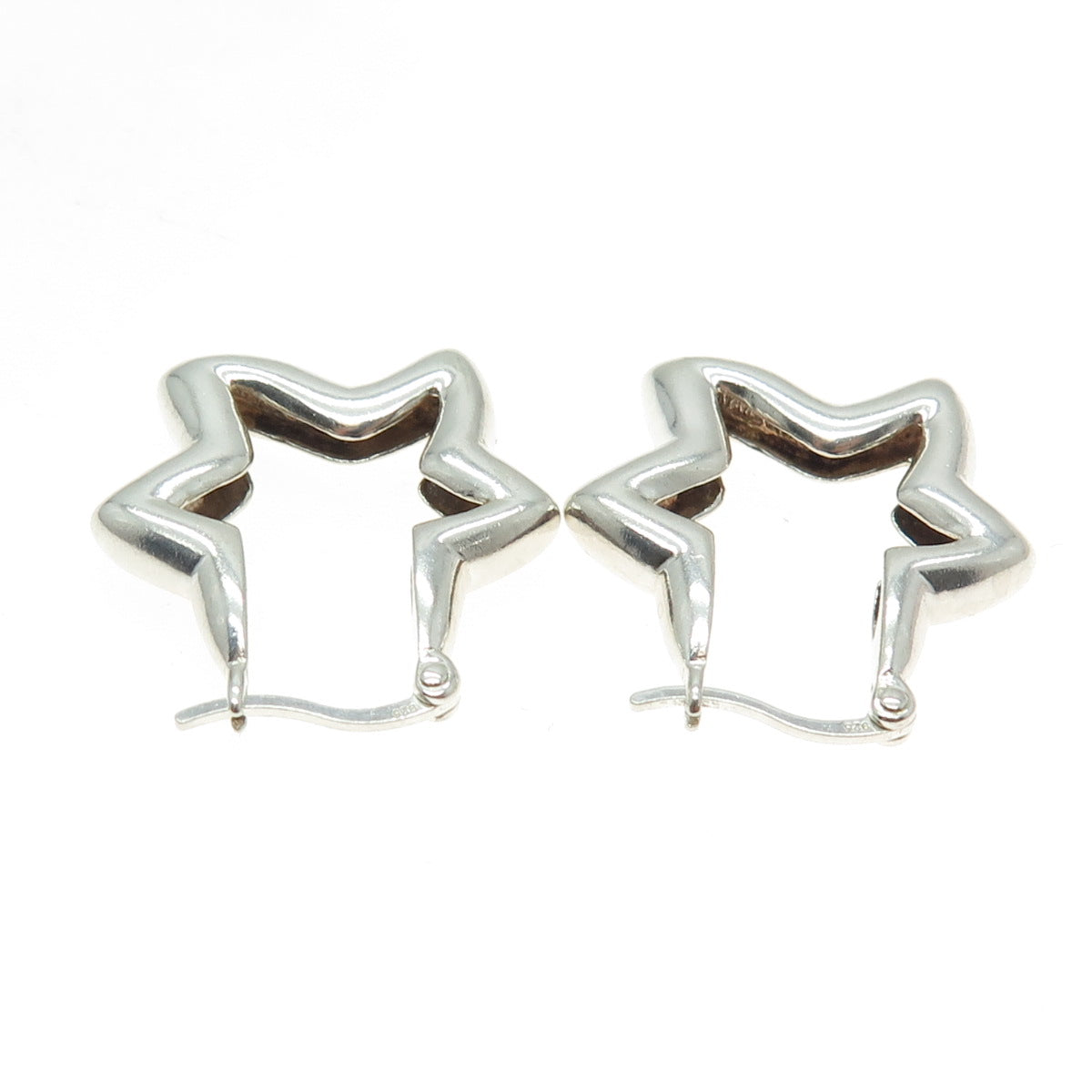 925 Sterling Silver Vintage Star Hoop Earrings