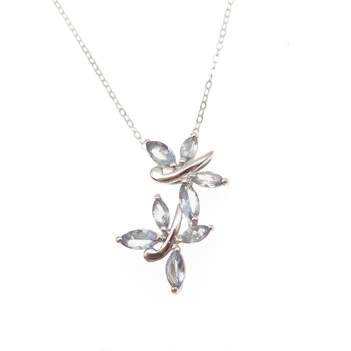 Chuck Clemency 925 Sterling Silver Real Tanzanite Butterfly Chain Necklace 20"