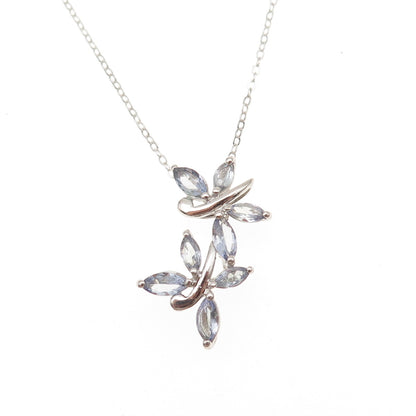 Chuck Clemency 925 Sterling Silver Real Tanzanite Butterfly Chain Necklace 20"