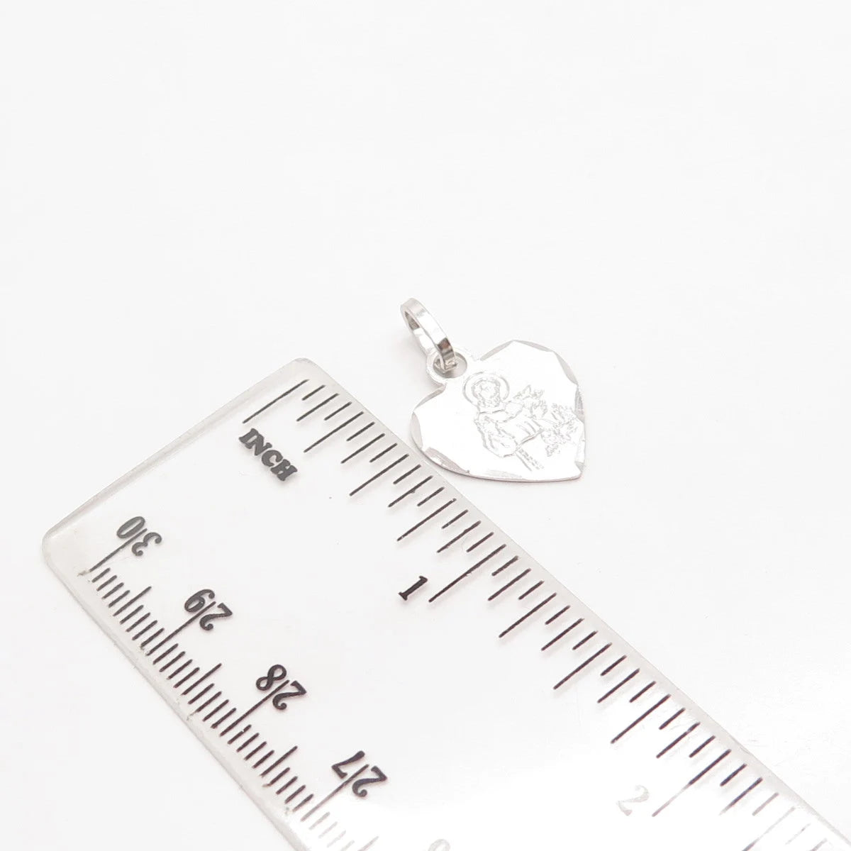 800 Silver Vintage Religious Theme Heart Charm Pendant