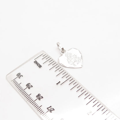 800 Silver Vintage Religious Theme Heart Charm Pendant