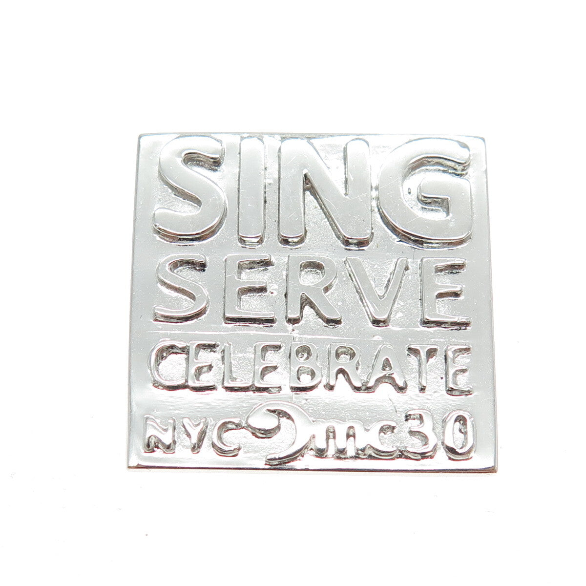 SED Jewelry 925 Sterling Silver Vintage "Sign Serve Celebrate NYC" Lapel Pin