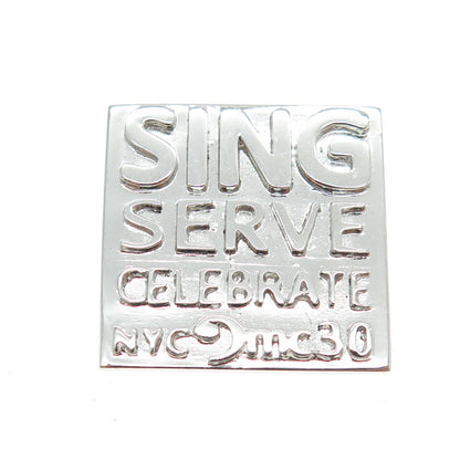 SED Jewelry 925 Sterling Silver Vintage "Sign Serve Celebrate NYC" Lapel Pin