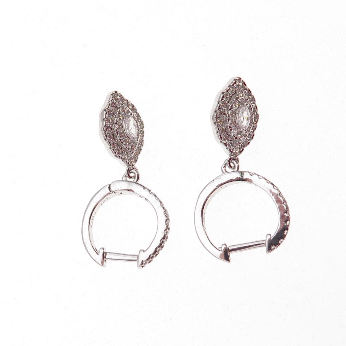 Dee Berkle 925 Sterling Silver Marquise & Round-Cut C Z Dangle Earrings