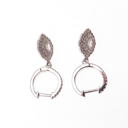 Dee Berkle 925 Sterling Silver Marquise & Round-Cut C Z Dangle Earrings