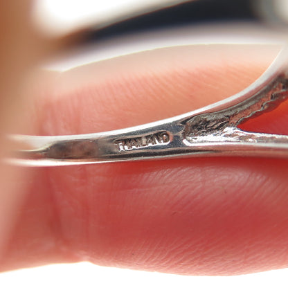 925 Sterling Silver Real Round-Cut Diamond & Cabochon Tiger Eye Ring Size 9