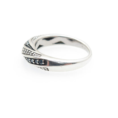 JANE SEYMOUR Sterling Silver Real Round-Cut Blue & White Diamond Ring Size 6.25