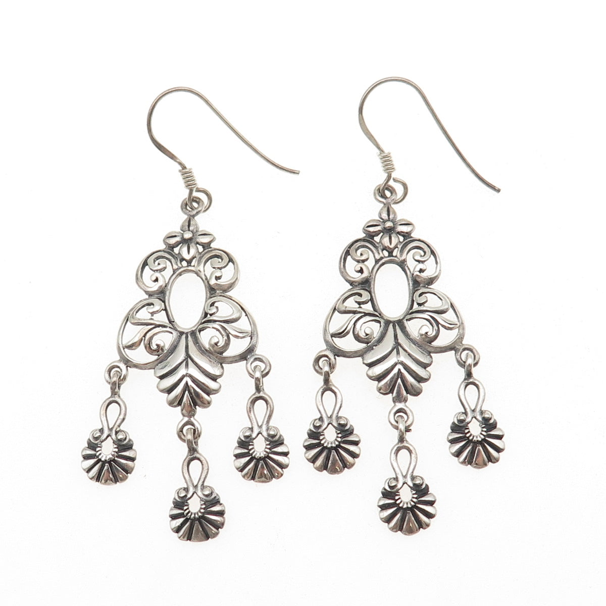 925 Sterling Silver Vintage Modernist Butterfly Oxidized Dangle Earrings