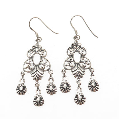 925 Sterling Silver Vintage Modernist Butterfly Oxidized Dangle Earrings