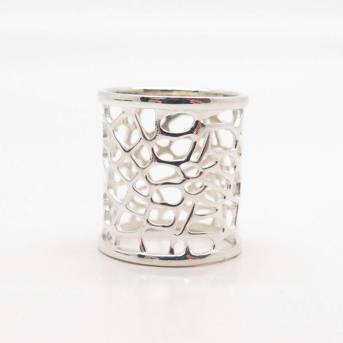 925 Sterling Silver Vintage Cutout Wide Band Ring Size 6