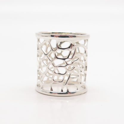 925 Sterling Silver Vintage Cutout Wide Band Ring Size 6