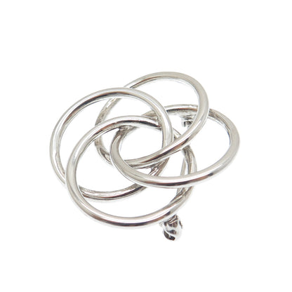 925 Sterling Silver Vintage Celtic Interlocked Circles Pin Brooch