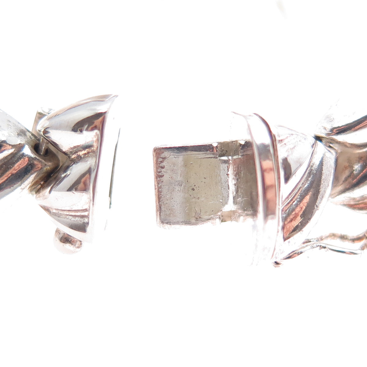 MILOR 925 Sterling Silver Vintage Italy Modernist Floral Petal Link Bracelet 7"