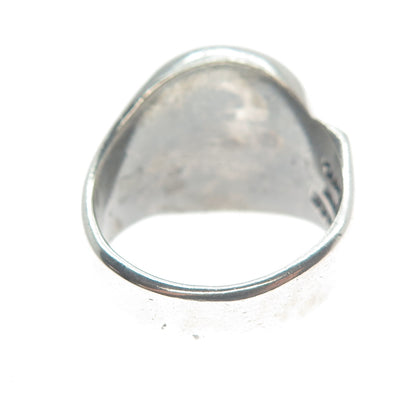 925 Sterling Silver Vintage Mexico Modernist Swirl Oxidized Ring Size 10