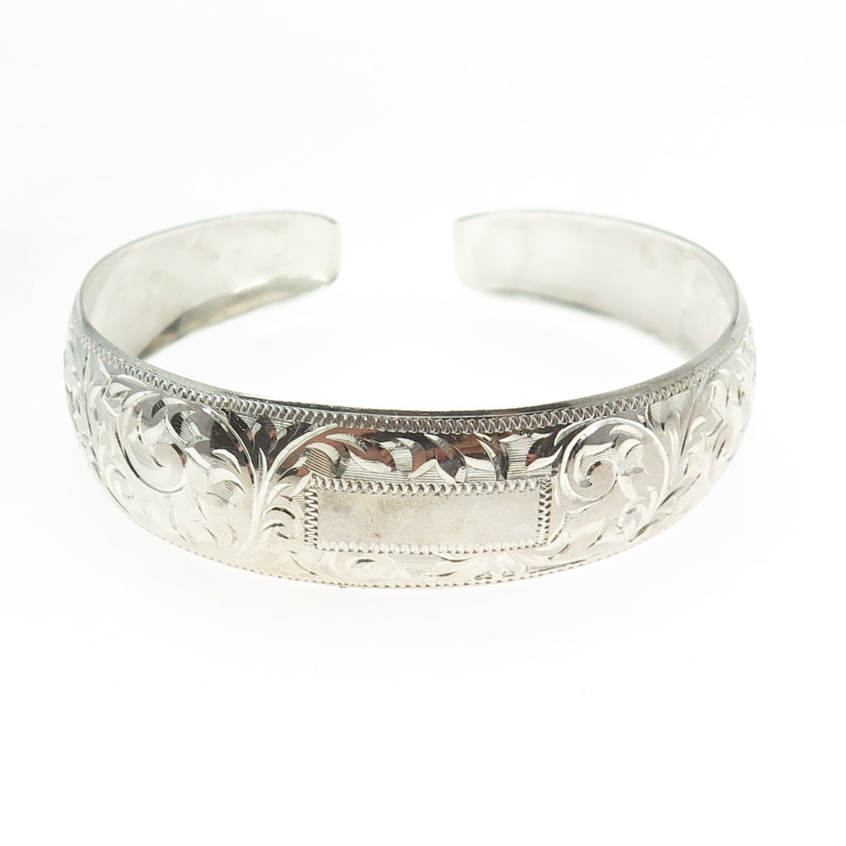 925 Sterling Silver Antique Art Deco Engraved Floral Adjustable Bracelet 6.25"