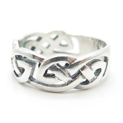 925 Sterling Silver Vintage Celtic Band Ring Size 12.5