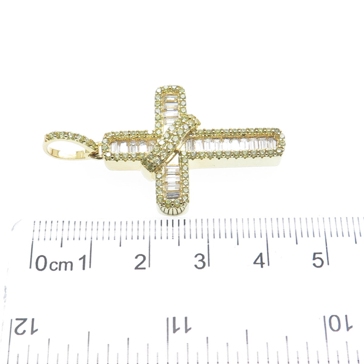 925 Sterling Silver Gold Plated Multi-C Z Cross Pendant