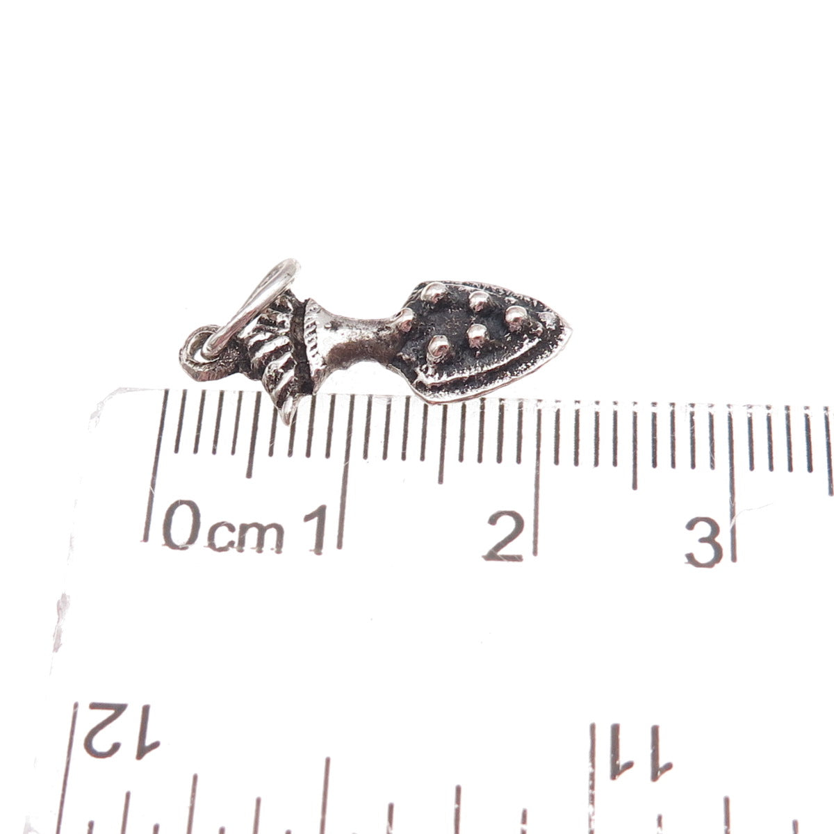 800 Silver Antique Art Deco Fleur de Lis Arrow Oxidized Charm Pendant