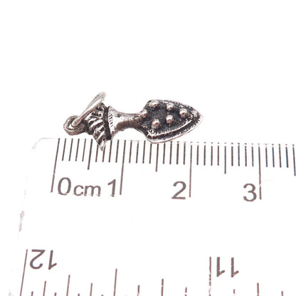 800 Silver Antique Art Deco Fleur de Lis Arrow Oxidized Charm Pendant